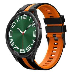 For Samsung Galaxy Watch 6 Classic 43mm 20mm Two Color Sports Silicone Watch Band(Black+Orange)