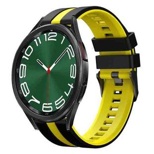 For Samsung Galaxy Watch 6 Classic 43mm 20mm Two Color Sports Silicone Watch Band(Black+Yellow)