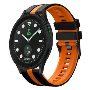 For Samsung Galaxy watch 5 Pro Golf Edition 20mm Two Color Sports Silicone Watch Band(Black+Orange)