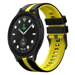 For Samsung Galaxy watch 5 Pro Golf Edition 20mm Two Color Sports Silicone Watch Band(Black+Yellow)