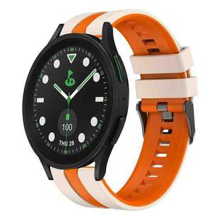 For Samsung Galaxy watch 5 Pro Golf Edition 20mm Two Color Sports Silicone Watch Band(Starlight+Orange)