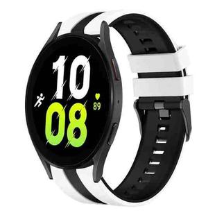 For Samsung Galaxy Watch 5  44mm 20mm Two Color Sports Silicone Watch Band(White+Black)