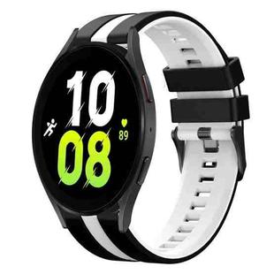 For Samsung Galaxy Watch 5  44mm 20mm Two Color Sports Silicone Watch Band(Black+White)