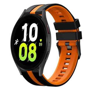 For Samsung Galaxy Watch 5  44mm 20mm Two Color Sports Silicone Watch Band(Black+Orange)