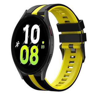 For Samsung Galaxy Watch 5  44mm 20mm Two Color Sports Silicone Watch Band(Black+Yellow)
