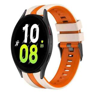 For Samsung Galaxy Watch 5  44mm 20mm Two Color Sports Silicone Watch Band(Starlight+Orange)