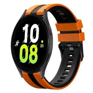 For Samsung Galaxy Watch 5  40mm 20mm Two Color Sports Silicone Watch Band(Orange+Black)