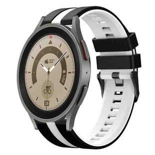 For Samsung Galaxy Watch 5 Pro  45mm 20mm Two Color Sports Silicone Watch Band(Black+White)