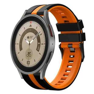 For Samsung Galaxy Watch 5 Pro  45mm 20mm Two Color Sports Silicone Watch Band(Black+Orange)