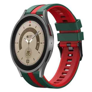 For Samsung Galaxy Watch 5 Pro  45mm 20mm Two Color Sports Silicone Watch Band(Green+Red)