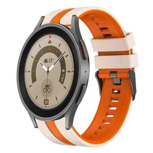 For Samsung Galaxy Watch 5 Pro  45mm 20mm Two Color Sports Silicone Watch Band(Starlight+Orange)