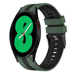 For Samsung Galaxy Watch 4 44mm 20mm Two Color Sports Silicone Watch Band(Olive Green+Black)