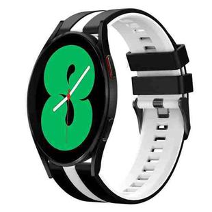 For Samsung Galaxy Watch 4 44mm 20mm Two Color Sports Silicone Watch Band(Black+White)