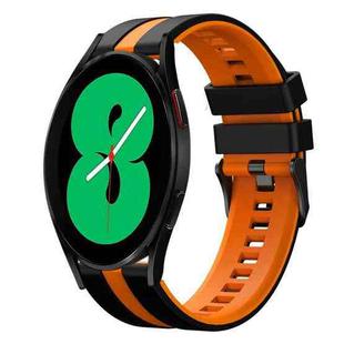 For Samsung Galaxy Watch 4 44mm 20mm Two Color Sports Silicone Watch Band(Black+Orange)