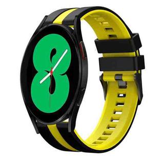 For Samsung Galaxy Watch 4 44mm 20mm Two Color Sports Silicone Watch Band(Black+Yellow)