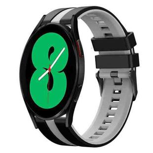 For Samsung Galaxy Watch 4 44mm 20mm Two Color Sports Silicone Watch Band(Black+Grey)