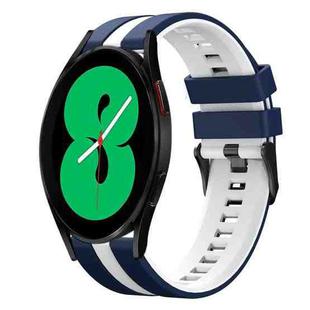 For Samsung Galaxy Watch 4 44mm 20mm Two Color Sports Silicone Watch Band(Blue+White)