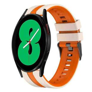 For Samsung Galaxy Watch 4 44mm 20mm Two Color Sports Silicone Watch Band(Starlight+Orange)