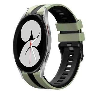 For Samsung Galaxy Watch 4 40mm 20mm Two Color Sports Silicone Watch Band(Light Green+Black)