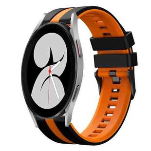 For Samsung Galaxy Watch 4 40mm 20mm Two Color Sports Silicone Watch Band(Black+Orange)