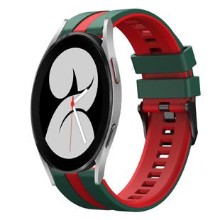 For Samsung Galaxy Watch 4 40mm 20mm Two Color Sports Silicone Watch Band(Green+Red)