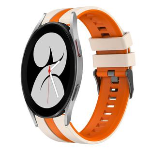 For Samsung Galaxy Watch 4 40mm 20mm Two Color Sports Silicone Watch Band(Starlight+Orange)