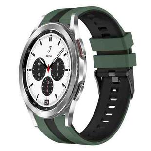 For Samsung  Galaxy Watch 4 Classic 42mm 20mm Two Color Sports Silicone Watch Band(Olive Green+Black)