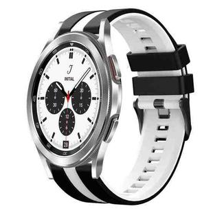 For Samsung  Galaxy Watch 4 Classic 42mm 20mm Two Color Sports Silicone Watch Band(Black+White)