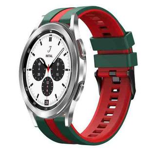 For Samsung  Galaxy Watch 4 Classic 42mm 20mm Two Color Sports Silicone Watch Band(Green+Red)