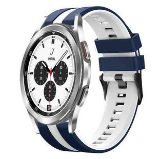 For Samsung  Galaxy Watch 4 Classic 42mm 20mm Two Color Sports Silicone Watch Band(Blue+White)