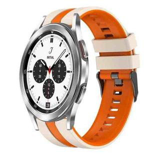 For Samsung  Galaxy Watch 4 Classic 42mm 20mm Two Color Sports Silicone Watch Band(Starlight+Orange)