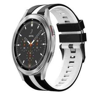 For Samsung  Galaxy Watch 4 Classic 46mm 20mm Two Color Sports Silicone Watch Band(Black+White)