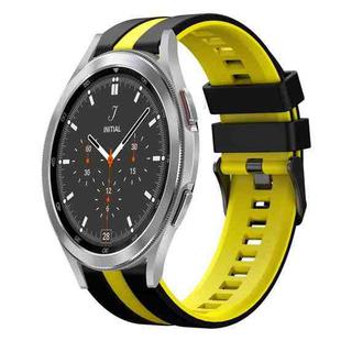 For Samsung  Galaxy Watch 4 Classic 46mm 20mm Two Color Sports Silicone Watch Band(Black+Yellow)