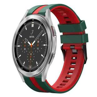 For Samsung  Galaxy Watch 4 Classic 46mm 20mm Two Color Sports Silicone Watch Band(Green+Red)