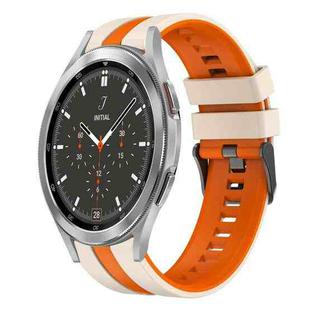 For Samsung  Galaxy Watch 4 Classic 46mm 20mm Two Color Sports Silicone Watch Band(Starlight+Orange)