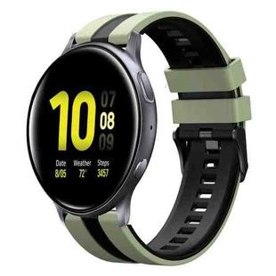 For Samsung Galaxy Watch Active 2 40mm 20mm Two Color Sports Silicone Watch Band(Light Green+Black)