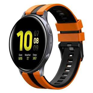 For Samsung Galaxy Watch Active 2 40mm 20mm Two Color Sports Silicone Watch Band(Orange+Black)