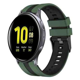 For Samsung Galaxy Watch Active 2 40mm 20mm Two Color Sports Silicone Watch Band(Olive Green+Black)