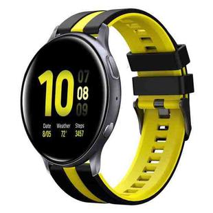 For Samsung Galaxy Watch Active 2 40mm 20mm Two Color Sports Silicone Watch Band(Black+Yellow)