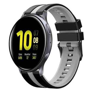 For Samsung Galaxy Watch Active 2 40mm 20mm Two Color Sports Silicone Watch Band(Black+Grey)