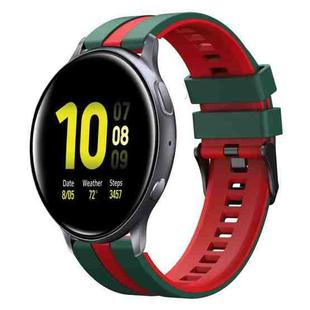 For Samsung Galaxy Watch Active 2 40mm 20mm Two Color Sports Silicone Watch Band(Green+Red)