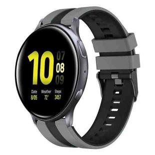 For Samsung Galaxy Watch Active 2 40mm 20mm Two Color Sports Silicone Watch Band(Grey+Black)