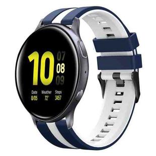 For Samsung Galaxy Watch Active 2 40mm 20mm Two Color Sports Silicone Watch Band(Blue+White)