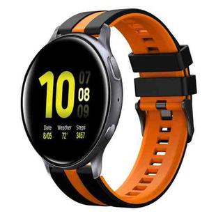 For Samsung Galaxy Watch Active 2 44mm 20mm Two Color Sports Silicone Watch Band(Black+Orange)