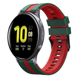 For Samsung Galaxy Watch Active 2 44mm 20mm Two Color Sports Silicone Watch Band(Green+Red)