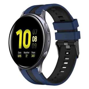 For Samsung Galaxy Watch Active 2 44mm 20mm Two Color Sports Silicone Watch Band(Blue+Black)