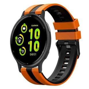 For Garmin Vivoactive 5 20mm Two Color Sports Silicone Watch Band(Orange+Black)