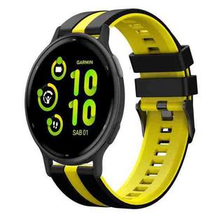 For Garmin Vivoactive 5 20mm Two Color Sports Silicone Watch Band(Black+Yellow)