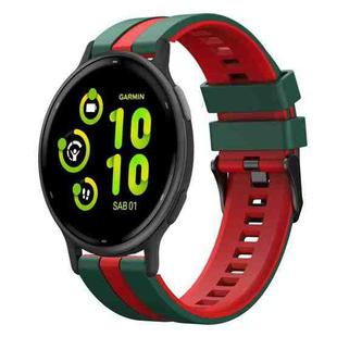 For Garmin Vivoactive 5 20mm Two Color Sports Silicone Watch Band(Green+Red)