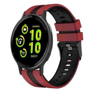 For Garmin Active 5 20mm Two Color Sports Silicone Watch Band(Red+Black)